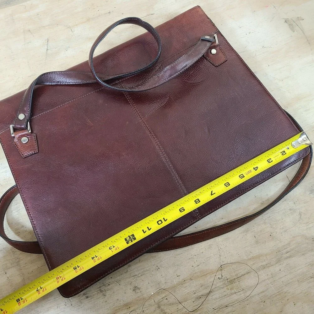 Wilsons Pelle Studio Genuine Leather Briefcase Reddish Brown Nwt Vintage Hipster